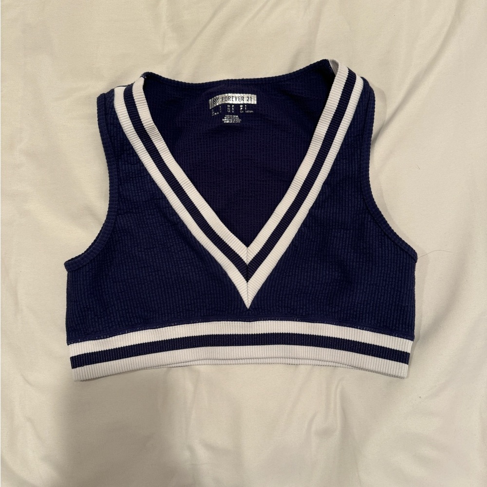 Striped V Neck Seamless Crop Top